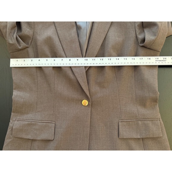 Calvin Klein Blazer Womens Size 12 Brown One-Button Office Career Suit Jacket - Picture 9 of 16